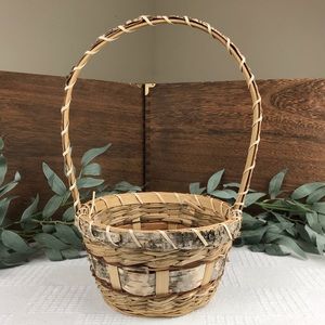 Birch Bark Nature Basket with Handle
